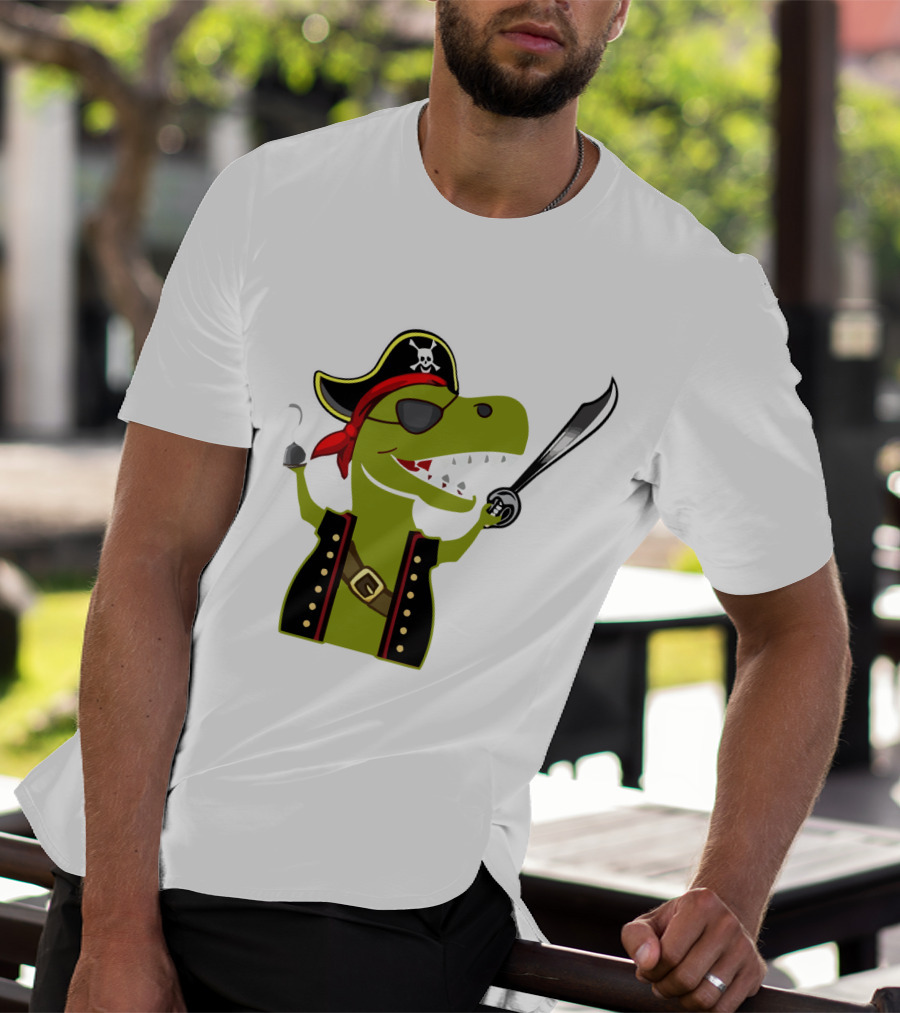 Pirate Dinosaur With Hook And Sword T-Shirt