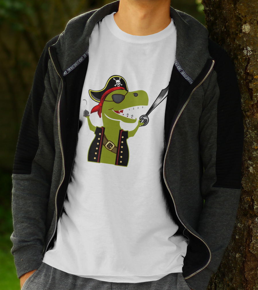 Pirate Dinosaur With Hook And Sword T-Shirt