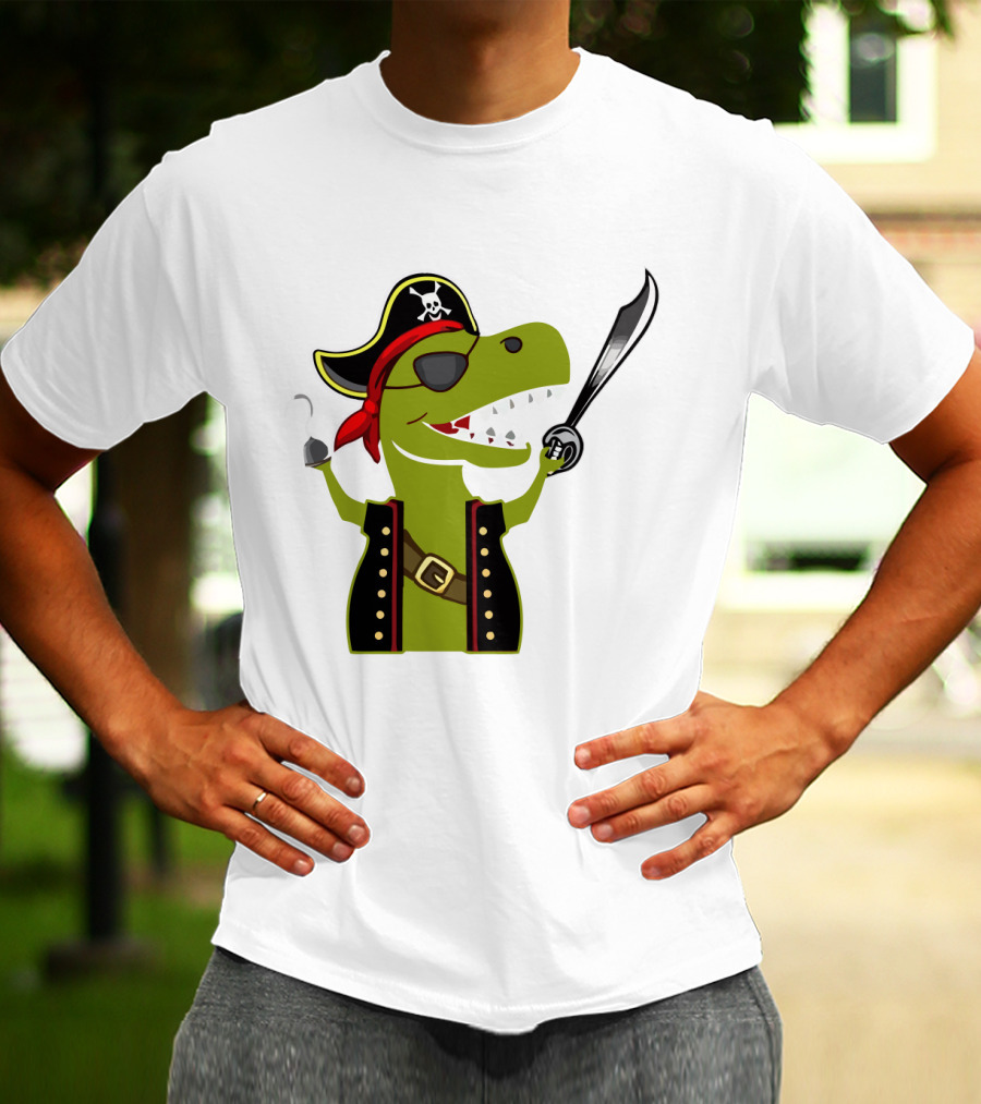 Pirate Dinosaur With Hook And Sword T-Shirt