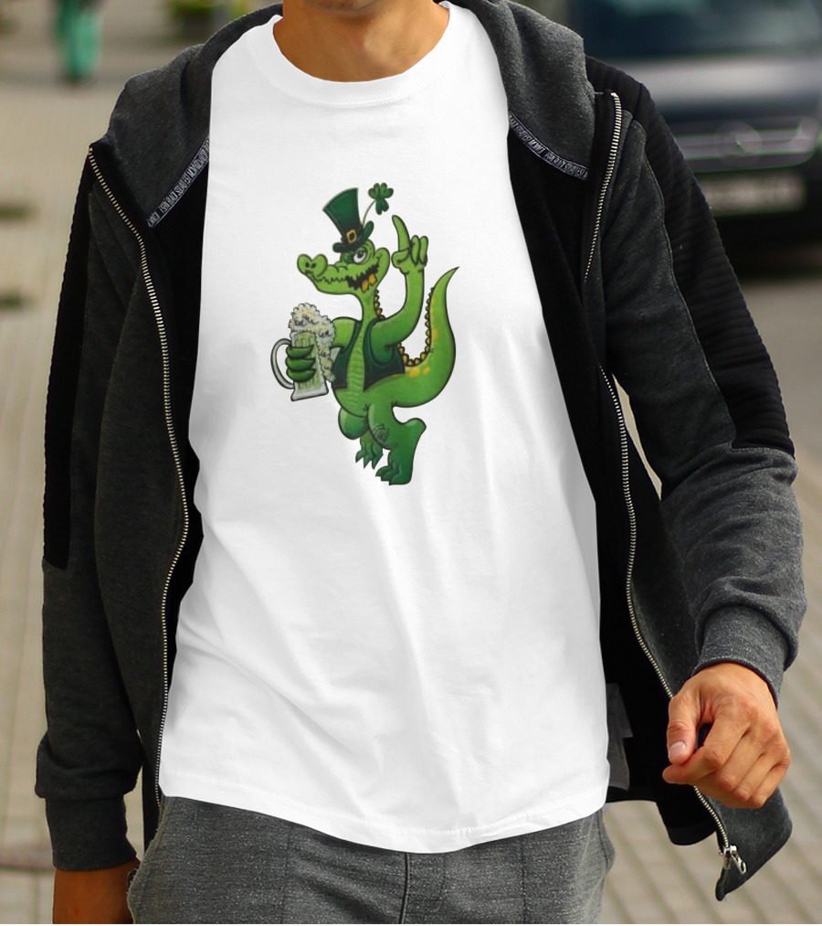 Dinosaurs Patricks Green Beer Hat Clover T-Shirt