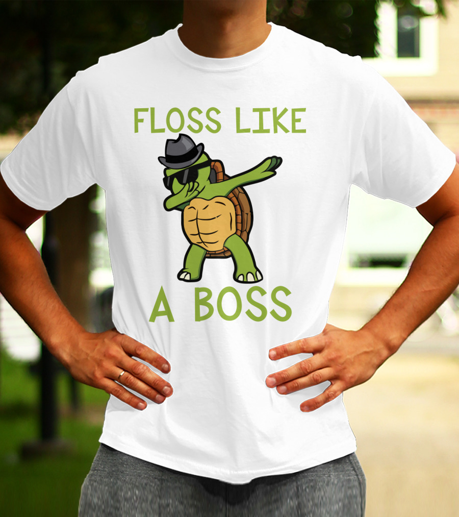 Dabbing Turtle Floss Like A Boss With Hat And Sunglasses T-Shirt