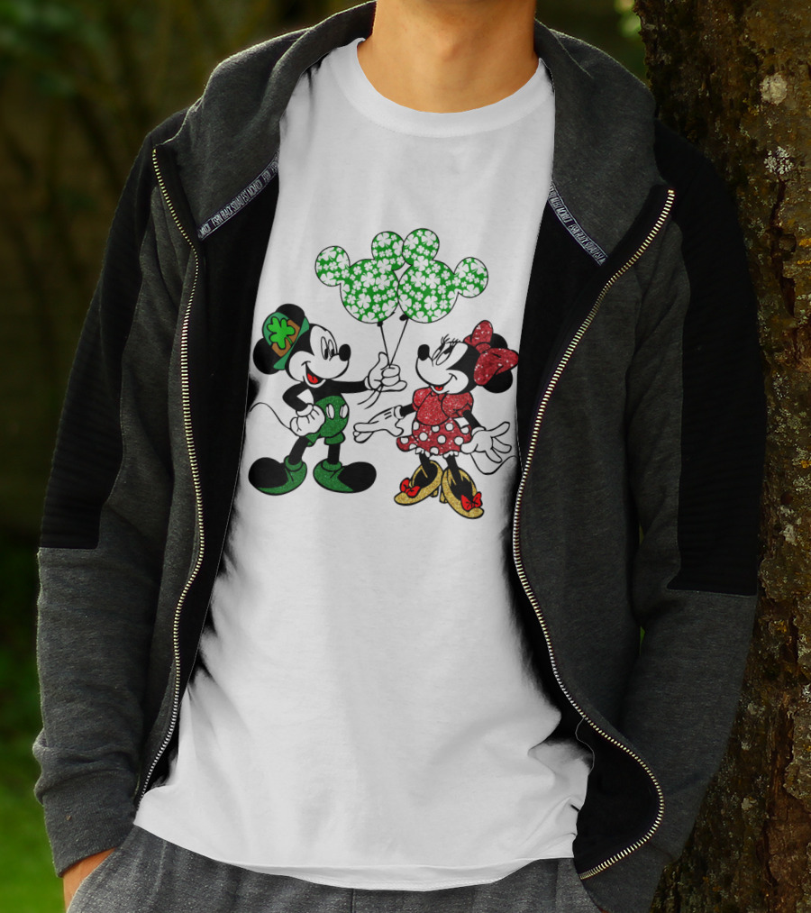 Mickey Mouse Minnie Mouse St. Patrick's Day Shamrock Balloons T-Shirt