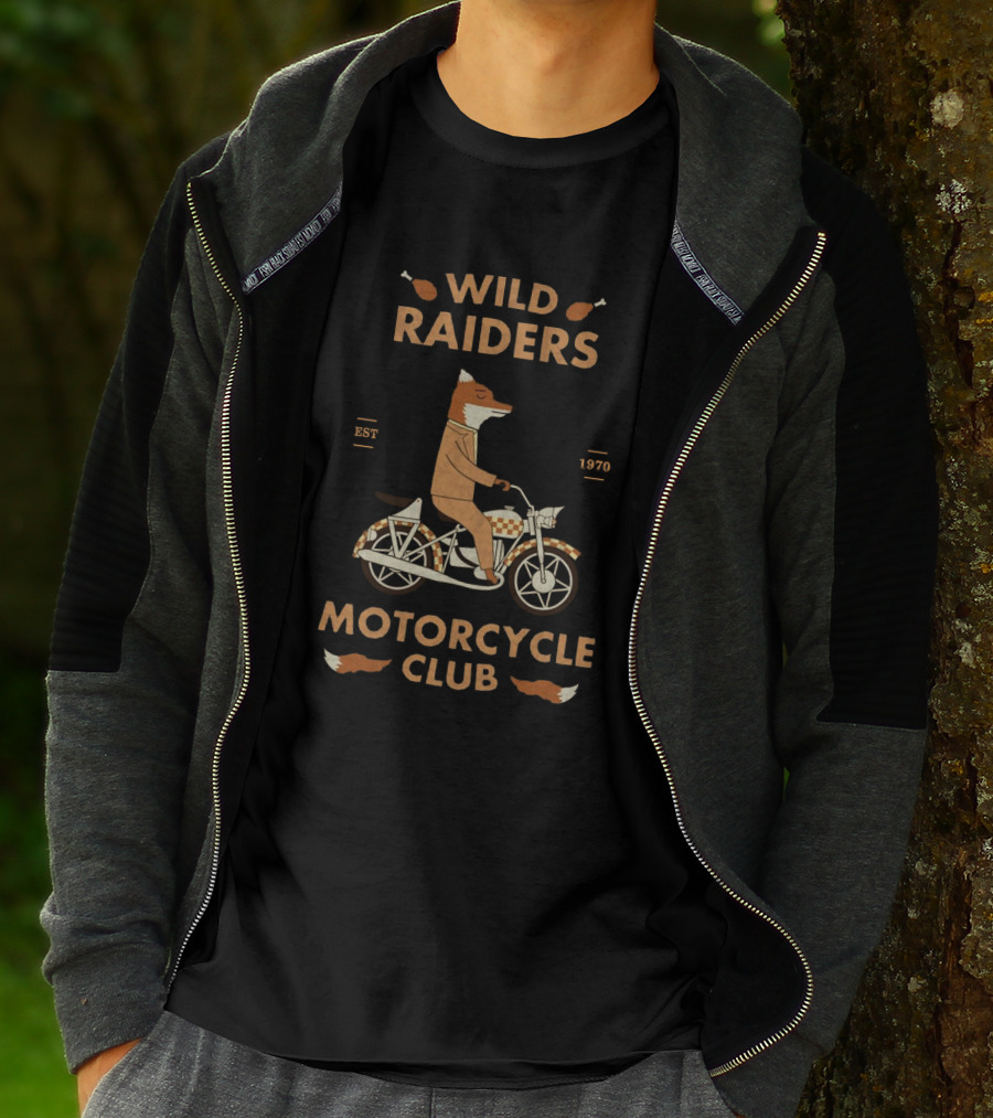 Wild Raiders Motorcycle Club Fantastic Mr. Fox Riding Since 1970 T-Shirt