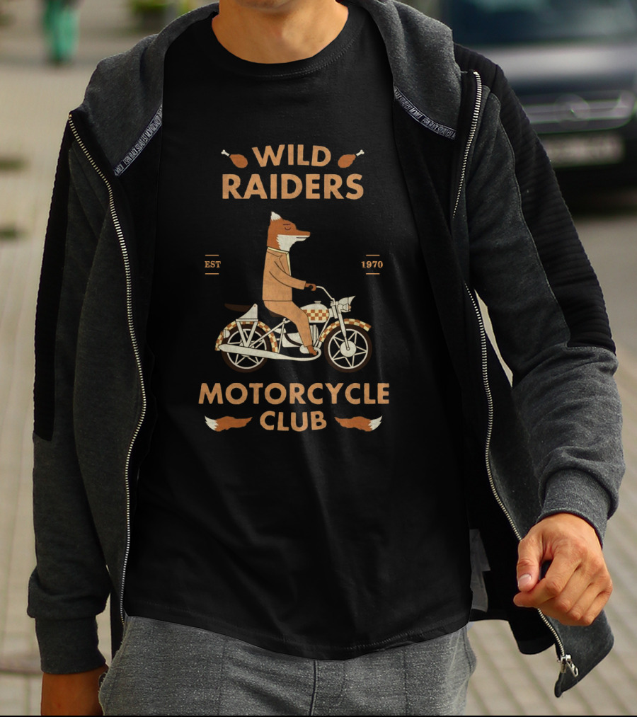 Wild Raiders Motorcycle Club Fantastic Mr. Fox Riding Since 1970 T-Shirt
