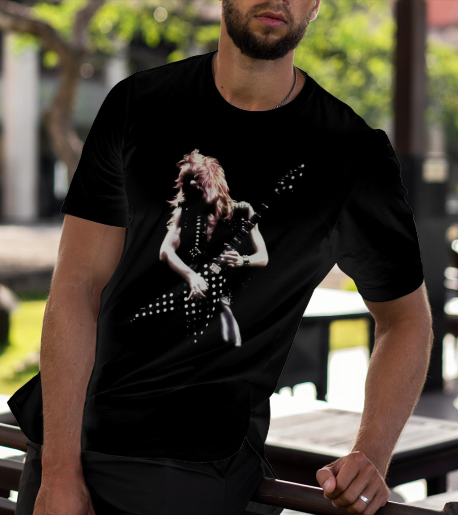 Randy Rhoads Legendary Guitarist With Polka Dot Flying V T-Shirt