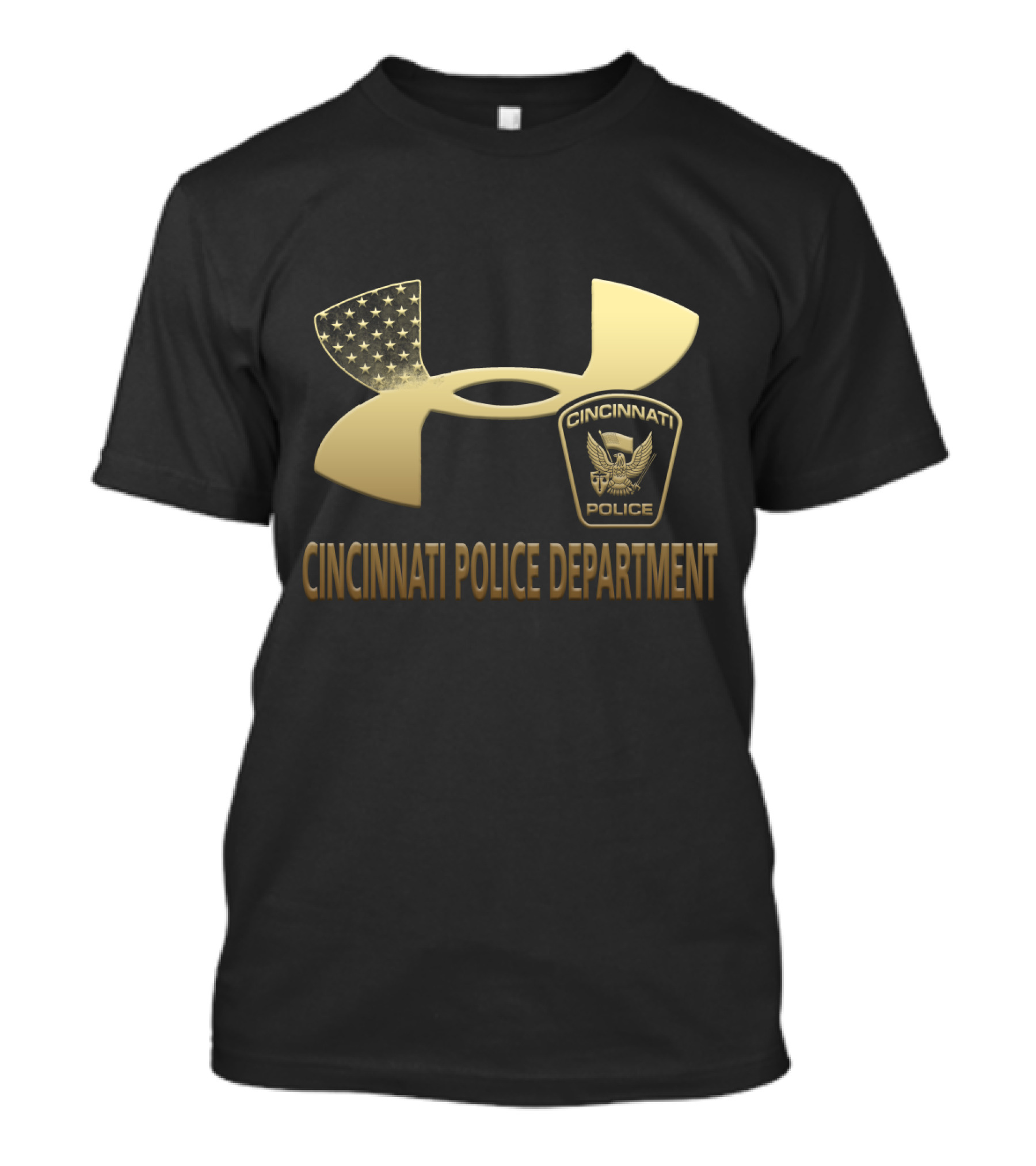 Cincinnati Police Department Badge Under Armour USA Flag T-Shirt