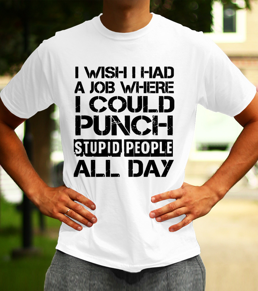 I Wish I Had A Job Where I Could Punch Stupid People All Day T-Shirt
