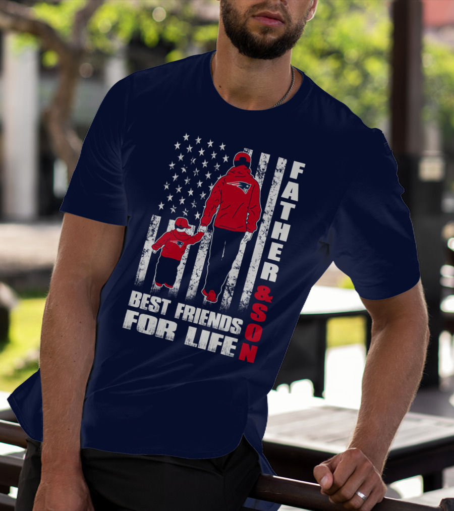 Father And Son Best Friends For Life Patriots American Flag T-Shirt