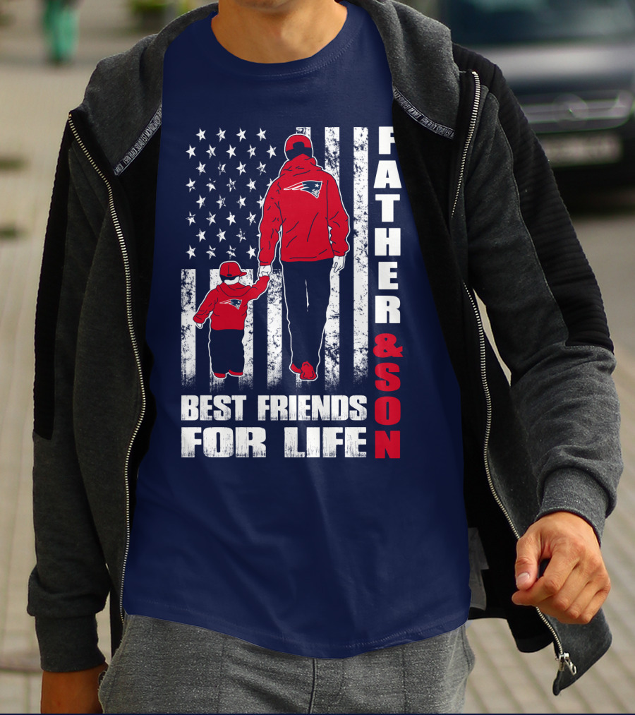 Father And Son Best Friends For Life Patriots American Flag T-Shirt