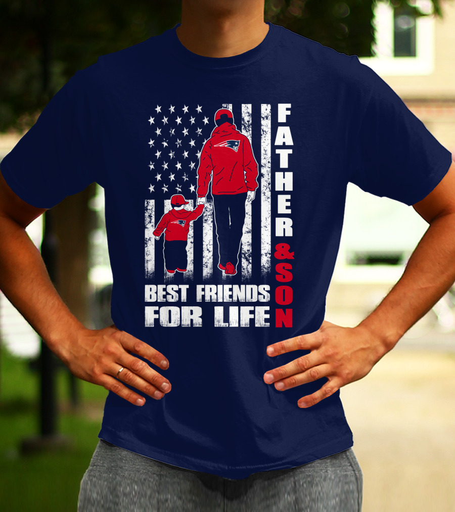 Father And Son Best Friends For Life Patriots American Flag T-Shirt