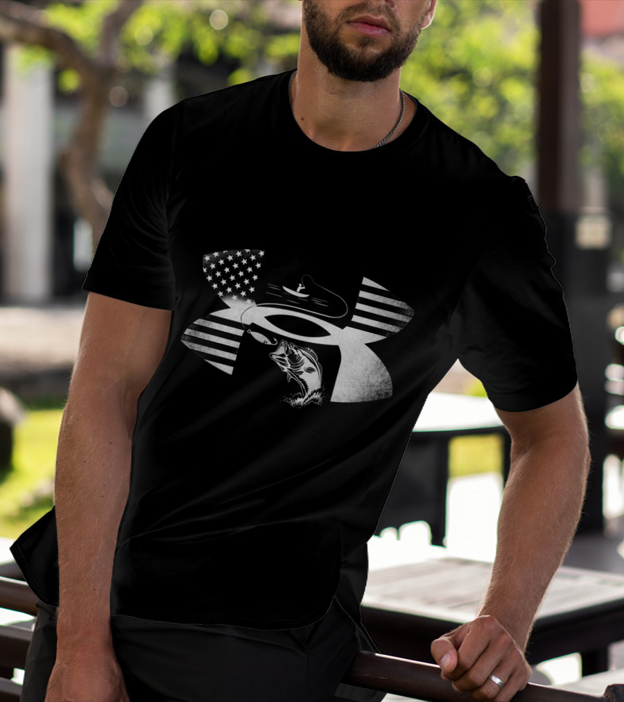 Bass Fishing American Flag Under Armour T-Shirt