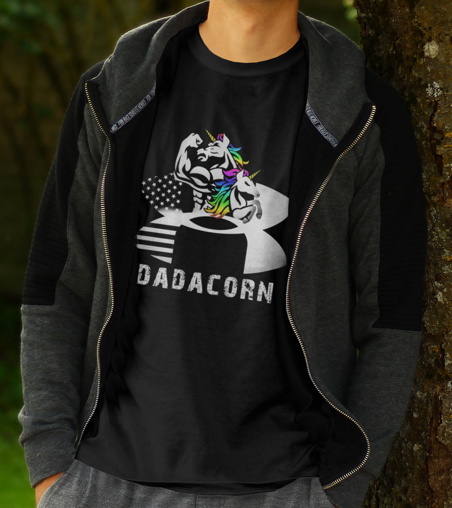 Dadacorn Unicorn Dad Flag Bald Eagle T-Shirt