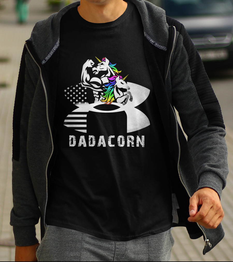 Dadacorn Unicorn Dad Flag Bald Eagle T-Shirt