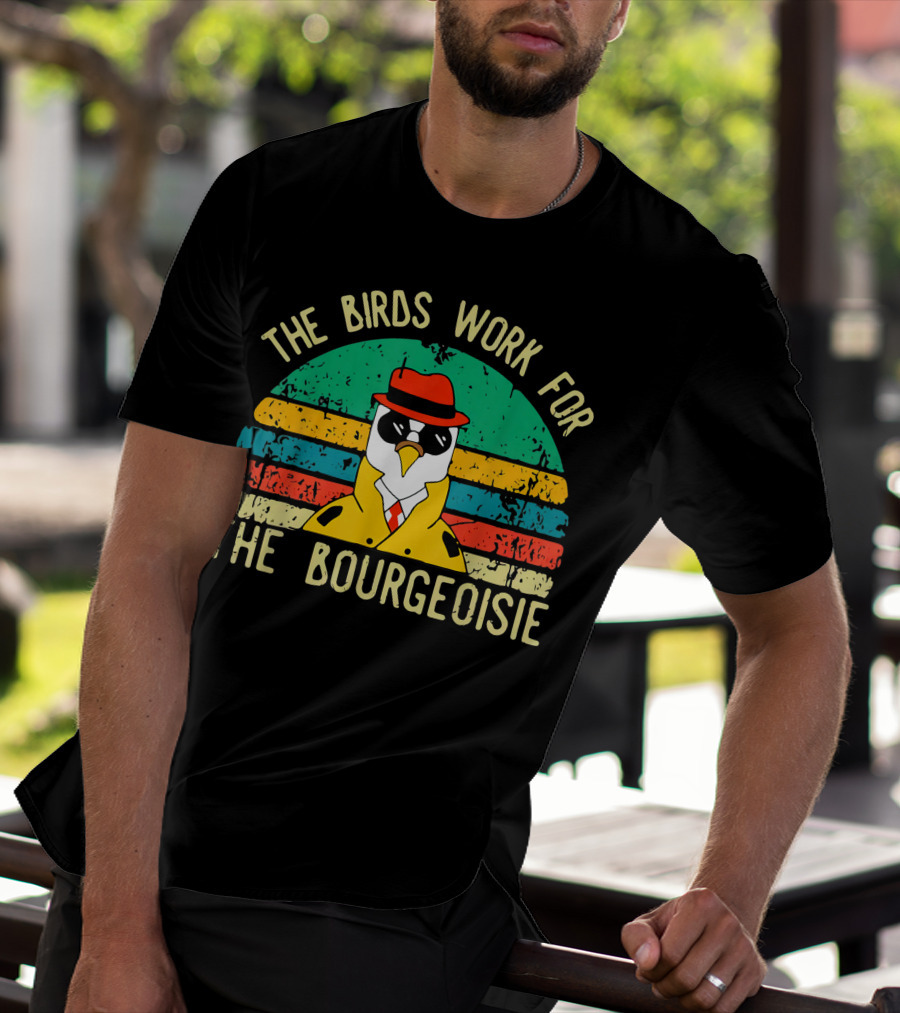 The Birds Work For The Bourgeoisie Retro Style Penguin In Hat And Sunglasses T-Shirt