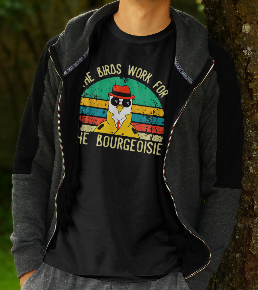 The Birds Work For The Bourgeoisie Retro Style Penguin In Hat And Sunglasses T-Shirt