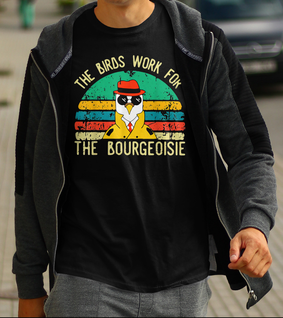 The Birds Work For The Bourgeoisie Retro Style Penguin In Hat And Sunglasses T-Shirt