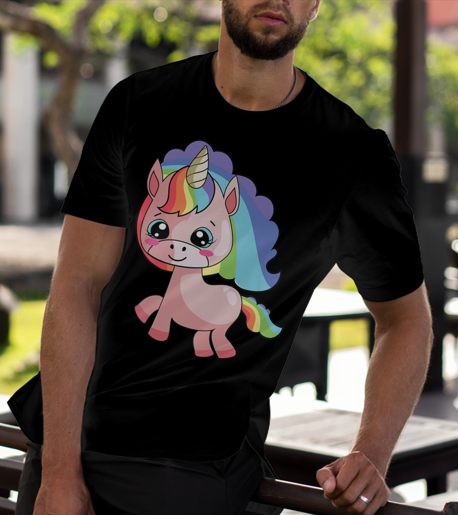 Cute Rainbow Unicorn For Unicorn Lover T-Shirt