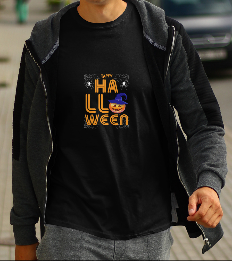 Happy Halloween Pumpkin Spider Webs T-Shirt