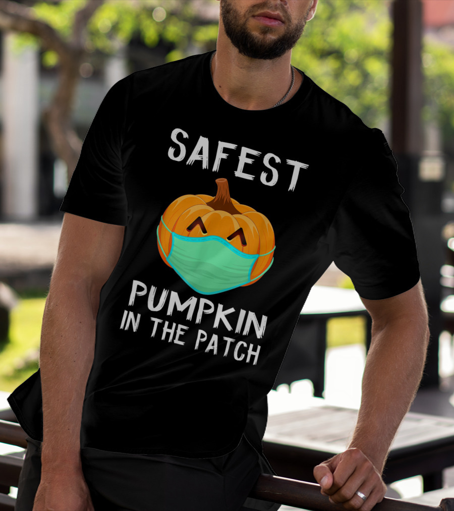 Safest Pumpkin In The Patch Halloween Costume With Face Mask T-Shirt