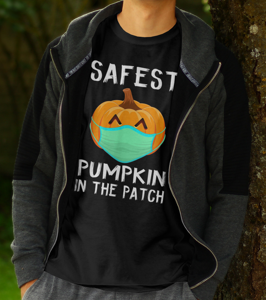 Safest Pumpkin In The Patch Halloween Costume With Face Mask T-Shirt