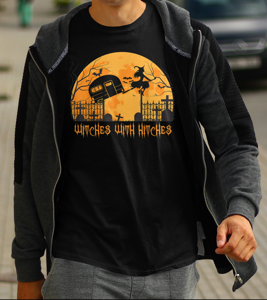 Halloween Spooky Witches With Hitches Camping Scene T-Shirt