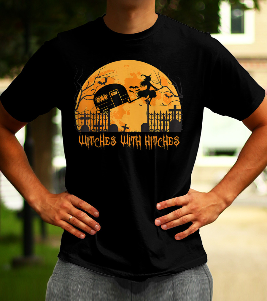 Halloween Spooky Witches With Hitches Camping Scene T-Shirt