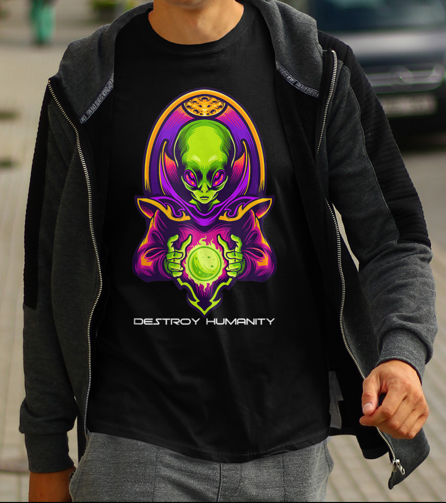 Destroy Humanity Funny Alien Gamer Birthday T-Shirt