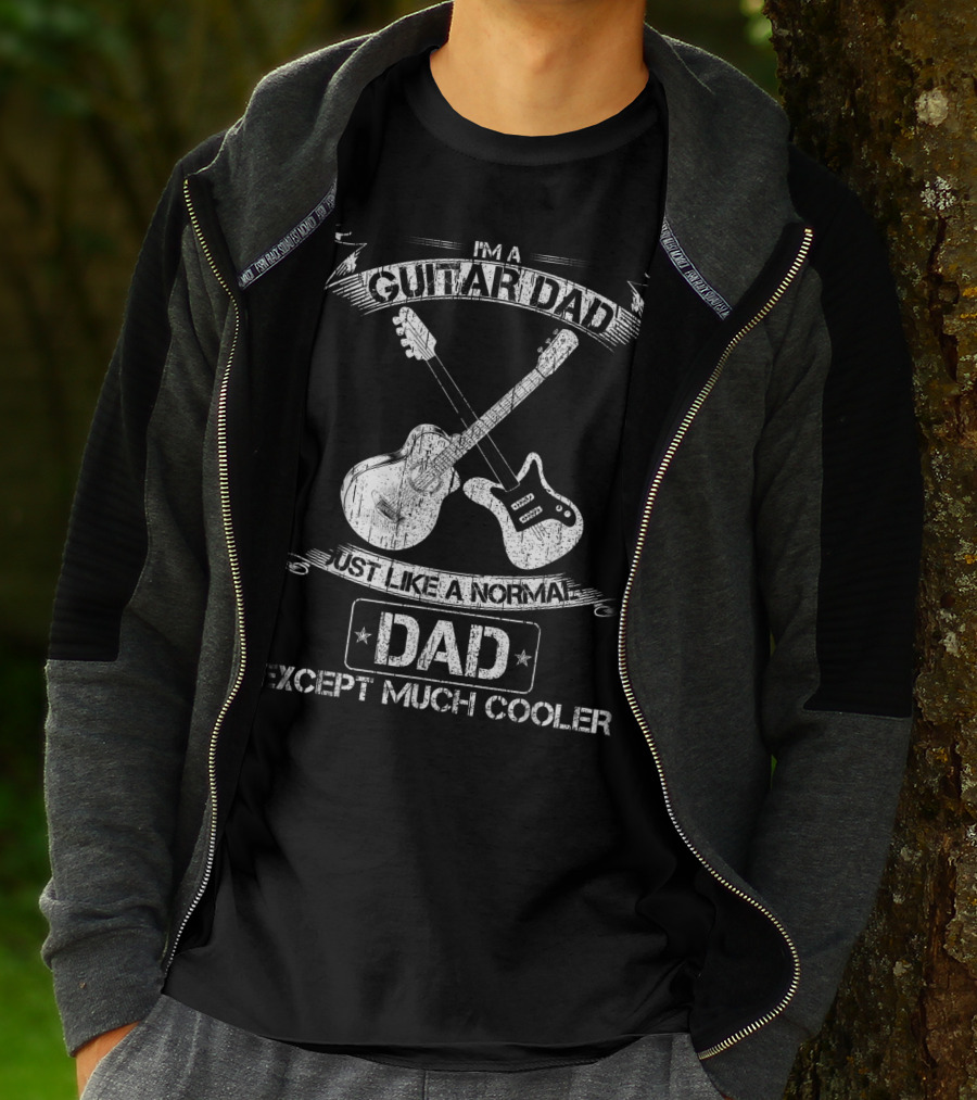 I'm A Guitar Dad Just Like A Normal Dad Except Much Cooler Acoustic Electric Crossed Guitars T-Shirt
