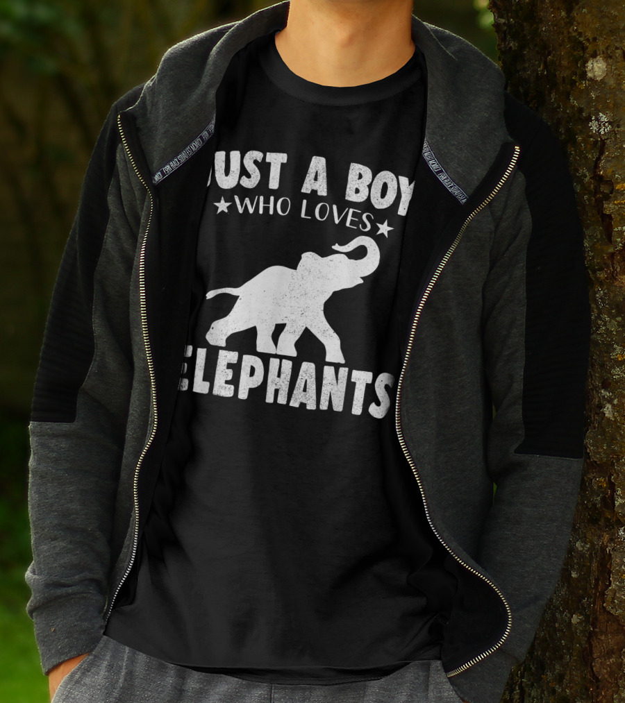 Just A Boy Who Loves Elephants Cool Animals Lover Basic T-Shirt