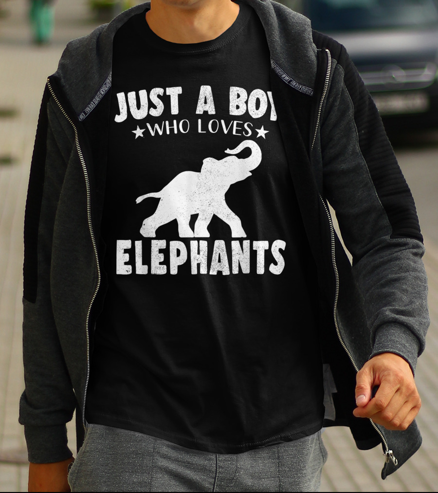 Just A Boy Who Loves Elephants Cool Animals Lover Basic T-Shirt