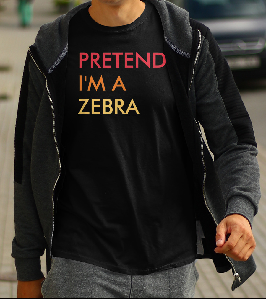 Pretend I'm A Zebra Lazy Halloween Party T-Shirt