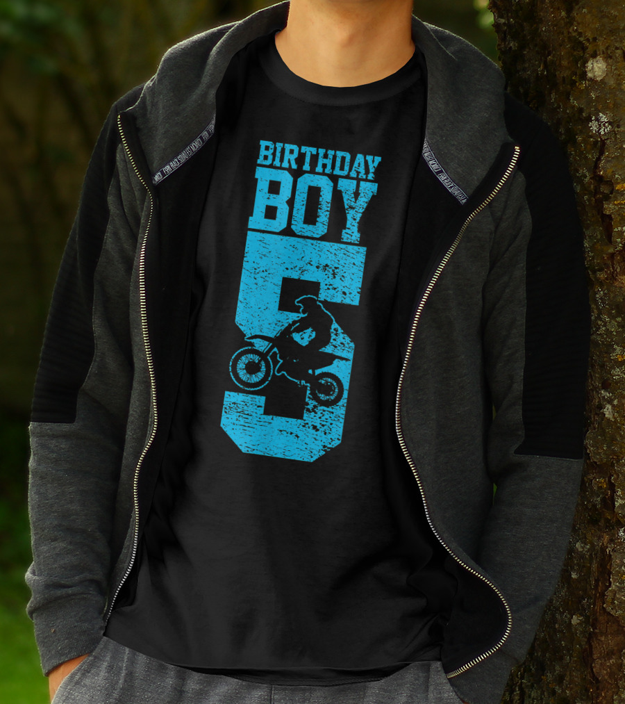 Birthday Boy 5 Motocross Dirt Bike T-Shirt