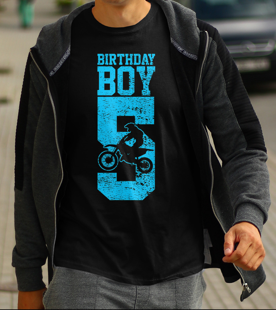 Birthday Boy 5 Motocross Dirt Bike T-Shirt