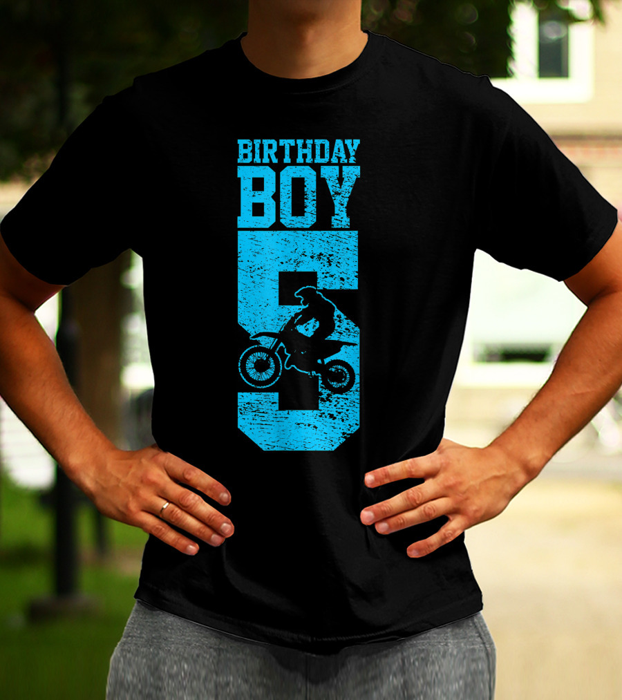 Birthday Boy 5 Motocross Dirt Bike T-Shirt