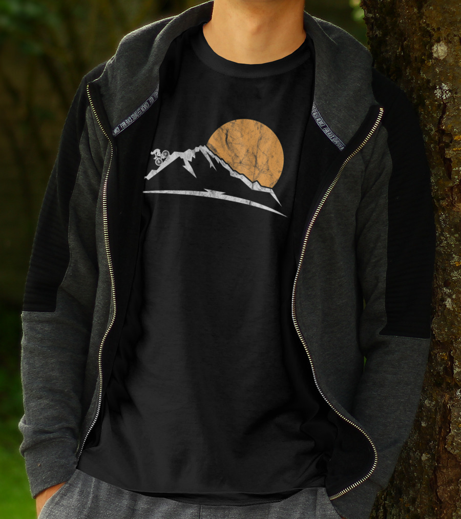 Mountain Bike MTB Downhill Biking Cycling With Sun And Mountain T-Shirt