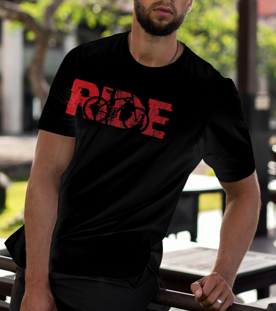 Mountain Bike MTB Ride Bicycle Cyclist Biker RIDE T-Shirt