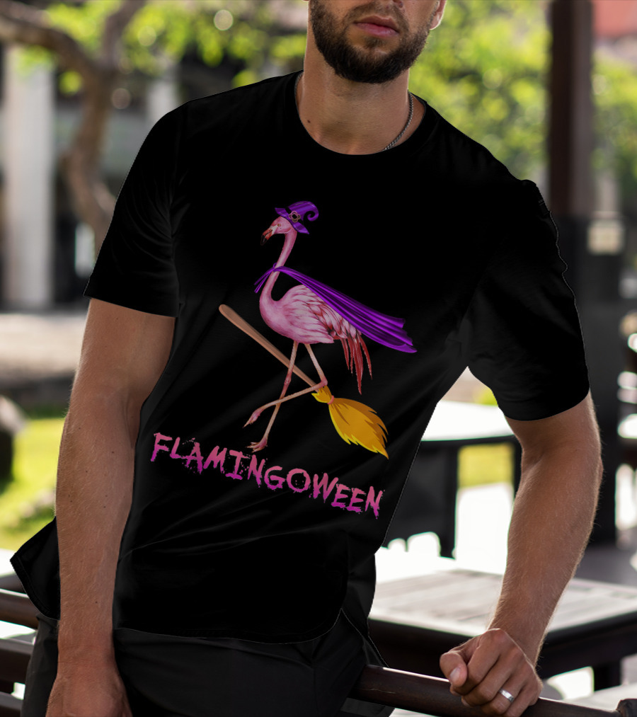 Flamingoween Funny Flamingo Witch Halloween Costume Best T-Shirt