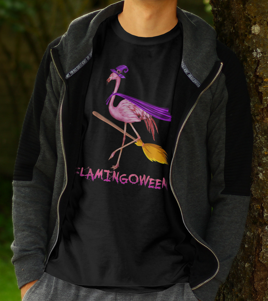 Flamingoween Funny Flamingo Witch Halloween Costume Best T-Shirt