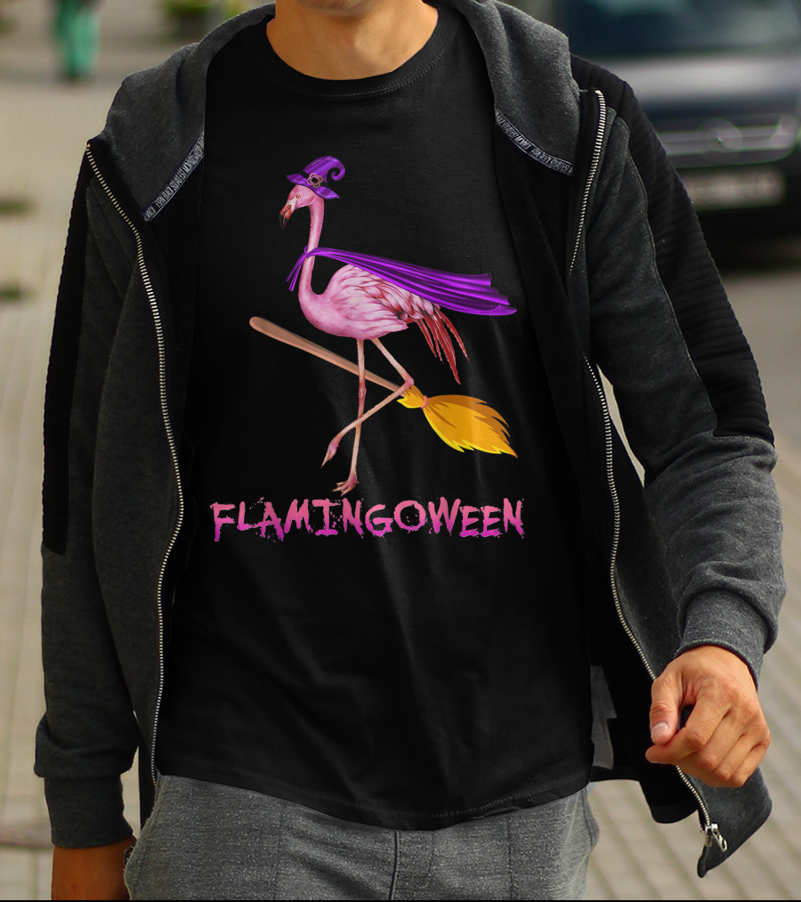 Flamingoween Funny Flamingo Witch Halloween Costume Best T-Shirt