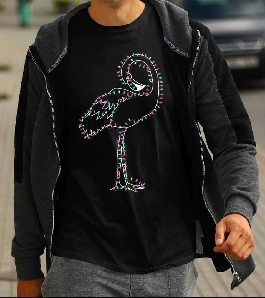 Funny Flamingo Christmas Lights Holiday Decor T-Shirt