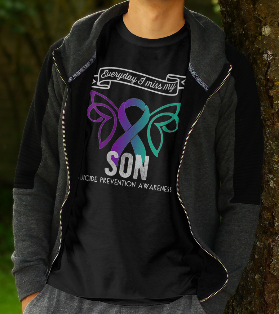 Everyday I Miss My Son Suicide Prevention Awareness Butterfly T-Shirt