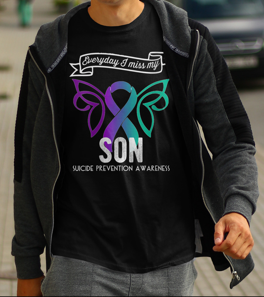 Everyday I Miss My Son Suicide Prevention Awareness Butterfly T-Shirt