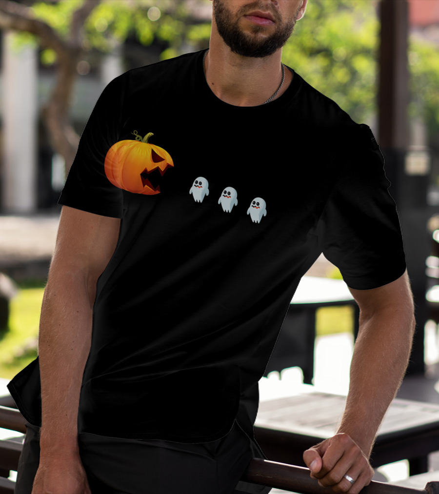 Halloween Jackolantern Chasing Ghosts Pumpkin Ghost Hunter T-Shirt