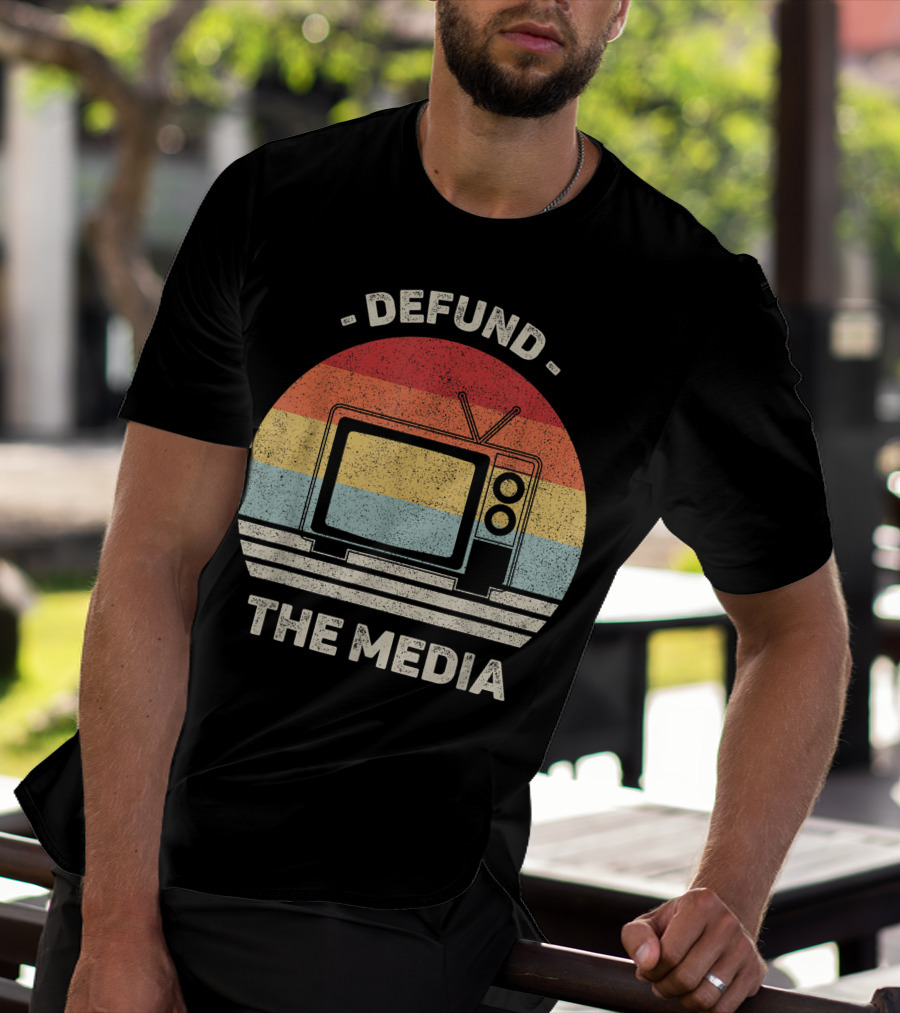 Defund The Media Vintage TV Protest Fake News T-Shirt