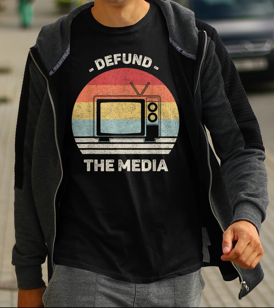 Defund The Media Vintage TV Protest Fake News T-Shirt