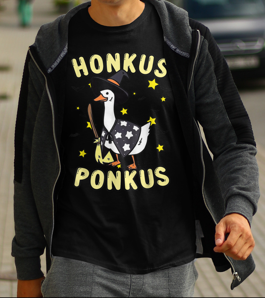 Honkus Ponkus Witch Duck With Stars And Bats T-Shirt
