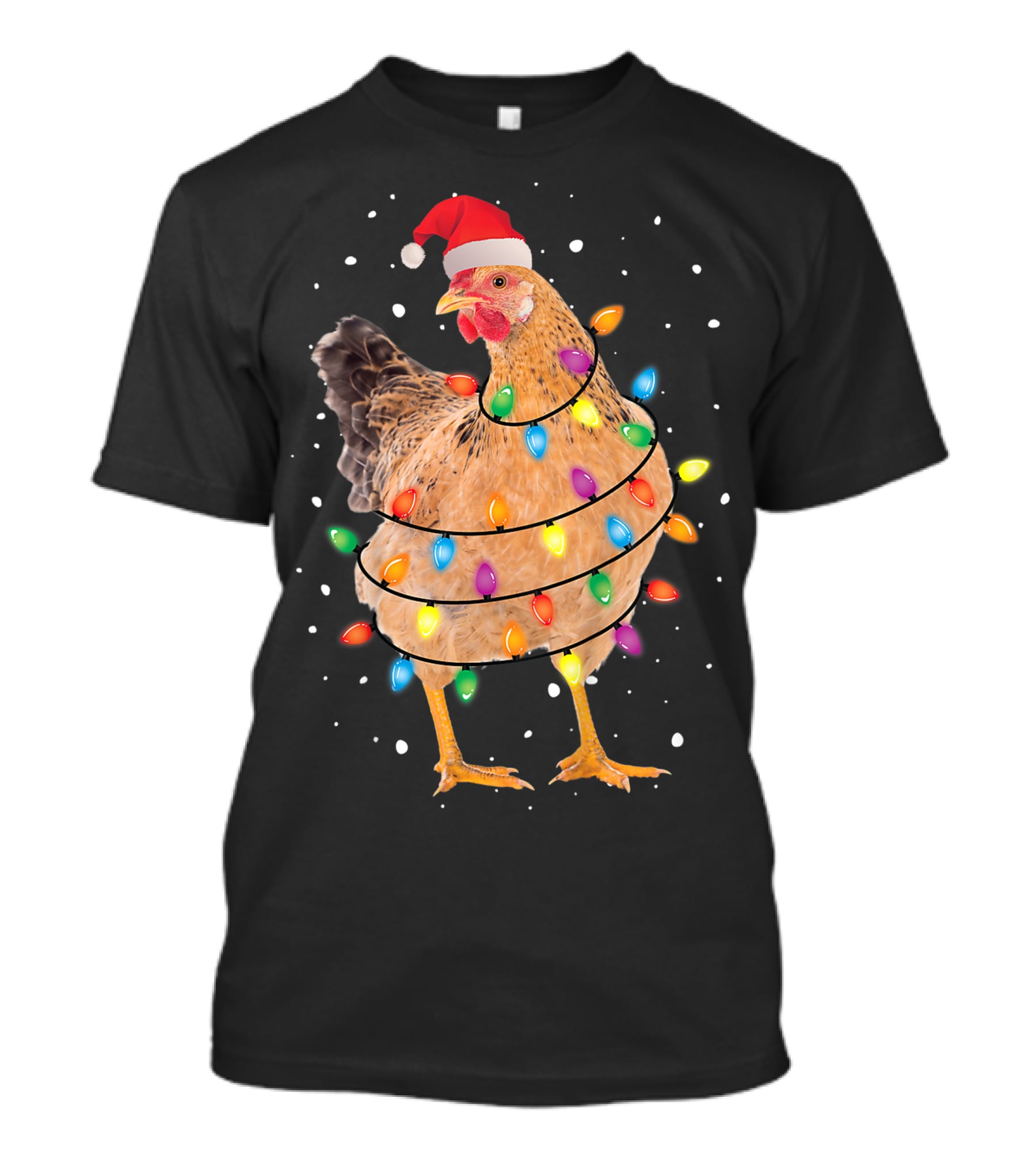 Christmas Lights Chicken Santa Funny Xmas Tree Festive Holiday T-Shirt