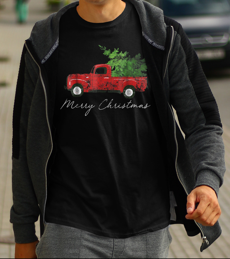 Merry Christmas Vintage Wagon Christmas Tree On Car Xmas Vacation T-Shirt