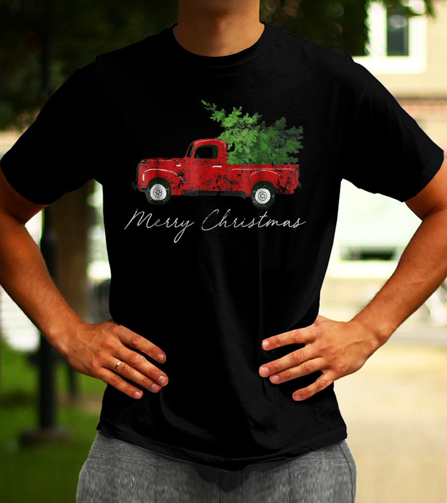 Merry Christmas Vintage Wagon Christmas Tree On Car Xmas Vacation T-Shirt
