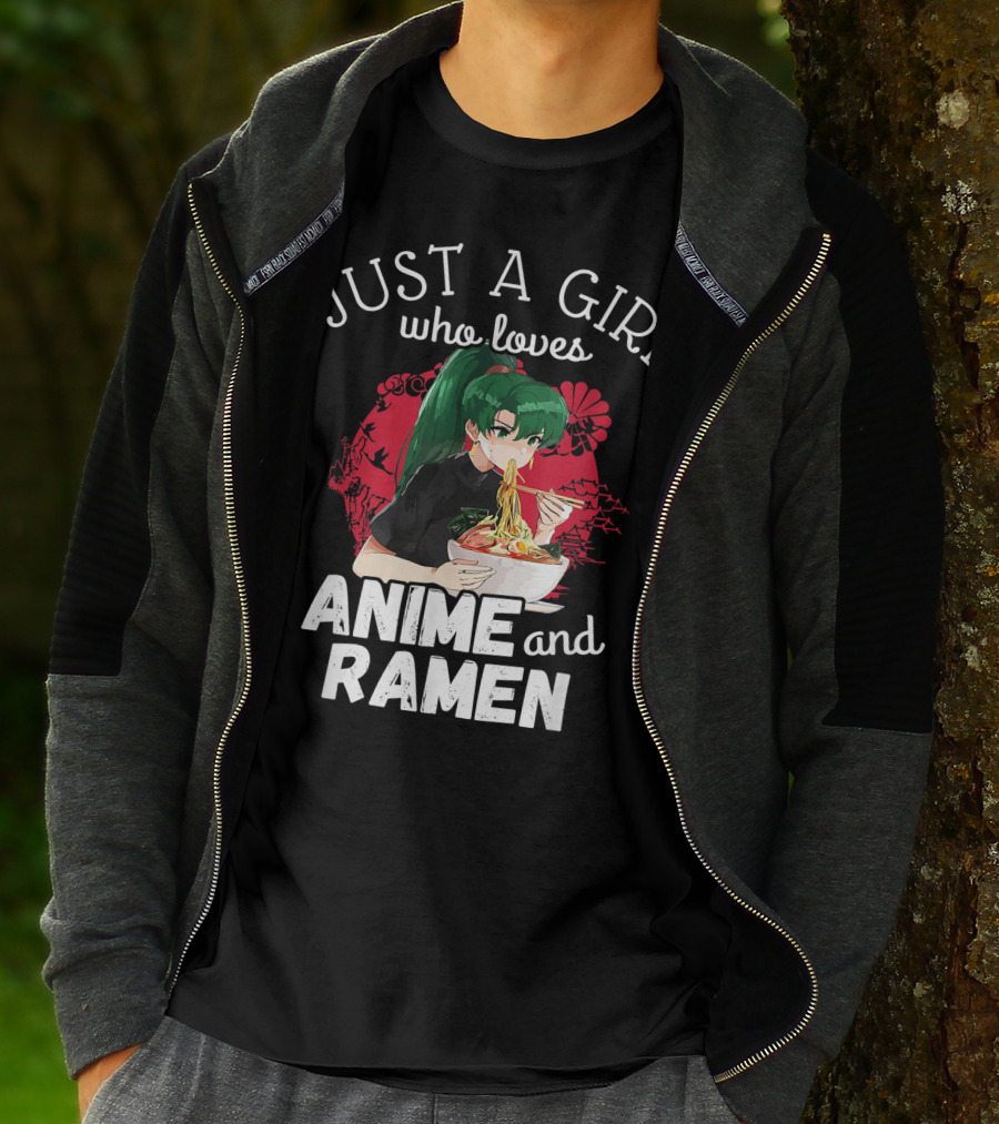 Just A Girl Who Loves Anime And Ramen Manga Aesthetic Japan Style Kawaii T-Shirt